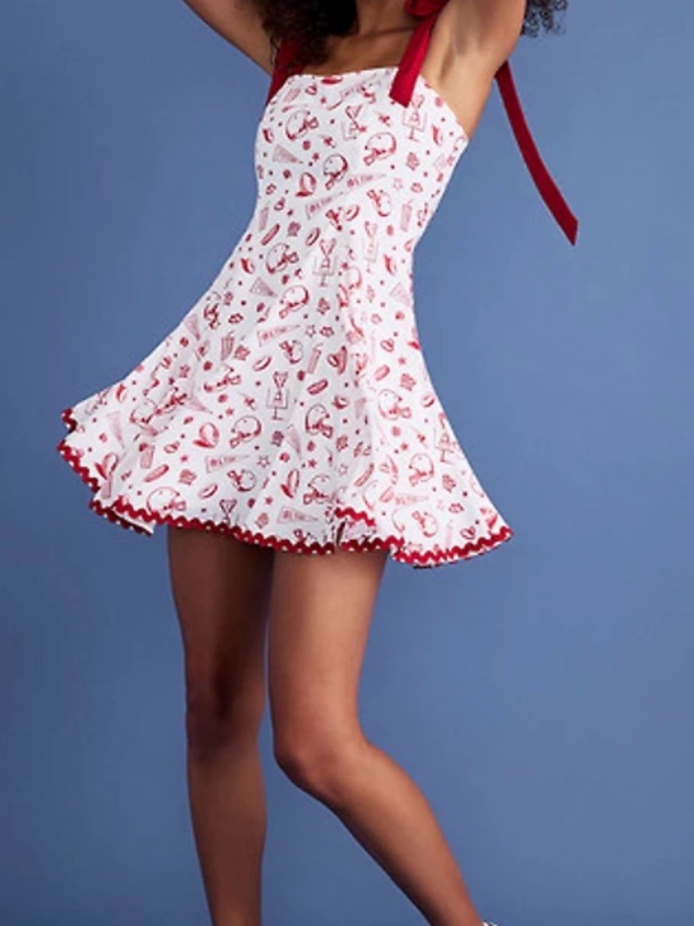 Francesca Red- White Football Game Day Dress M